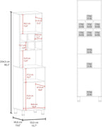 White Kitchen Pantry with Pneumatic Door and Open Storage
