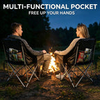 Oversized Heavy Duty Camping Chair for Adults, 500 lbs Capacity Padded Folding Chair with Side Cooler Bag, Cup Holder & Storage Pockets, Portable Lawn Chair for Fishing, Beach, Picnic & Sports-2PCS