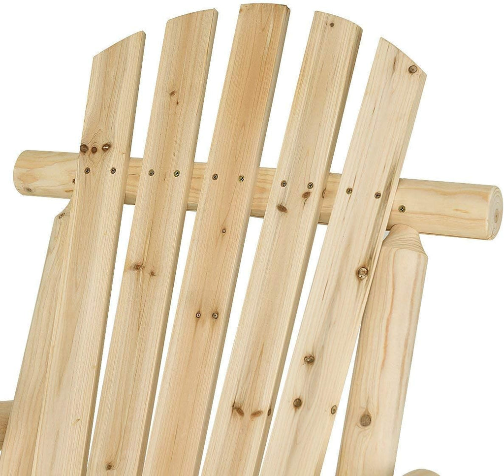 Casart Log Rocking Chair Wood Porch Rocker Lounge Patio Deck Balcony Furniture Rustic Single Rocker Natural