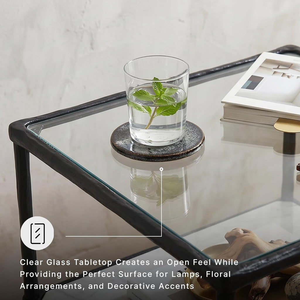 Signature Design by Ashley Modern Glass and Marble End Table, Ryandale