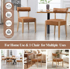 ZJhome Modern Dining Chairs Set of 8 Mid-Century Modern Faux Leather Upholstered Kitchen & Dining Room Chairs with Curved Back, Oversized Rounded Seat, Sturdy Wood Frame, Brown