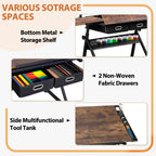 SUPER DEAL Drafting Table Set with Charging Station, Height Adjustable Tilting Drawing Desk Artist Desk with Stool Multifunctional Art Craft Workstation with 2 Storage Drawers for Home Office School