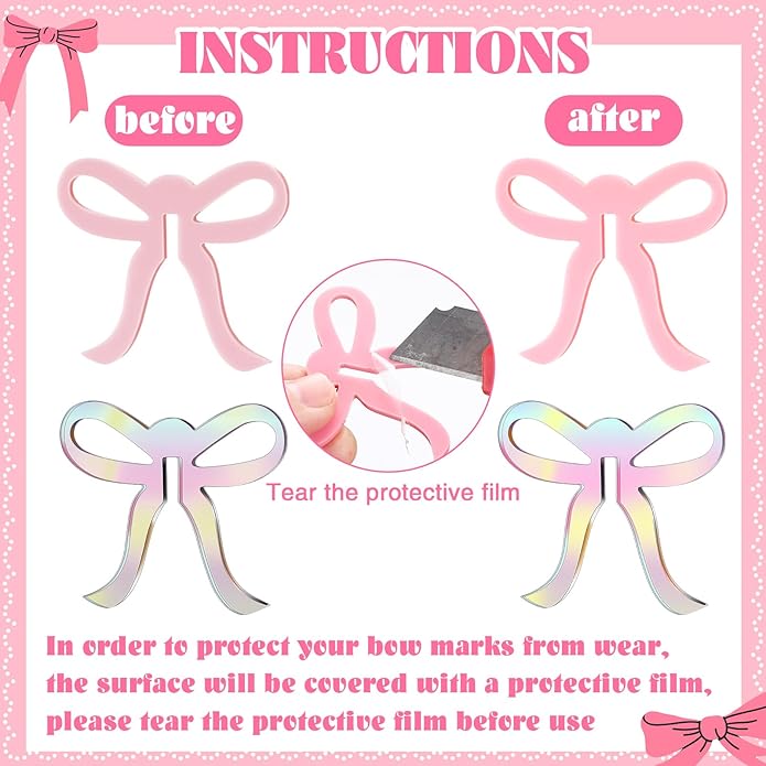 36 Pcs Bow Drink Markers Acrylic Drink Tags Bowknot Wine Glass Charms for Bachelorette Coquette Birthday Cocktail Wedding Decoration Bridal Shower Party Favors