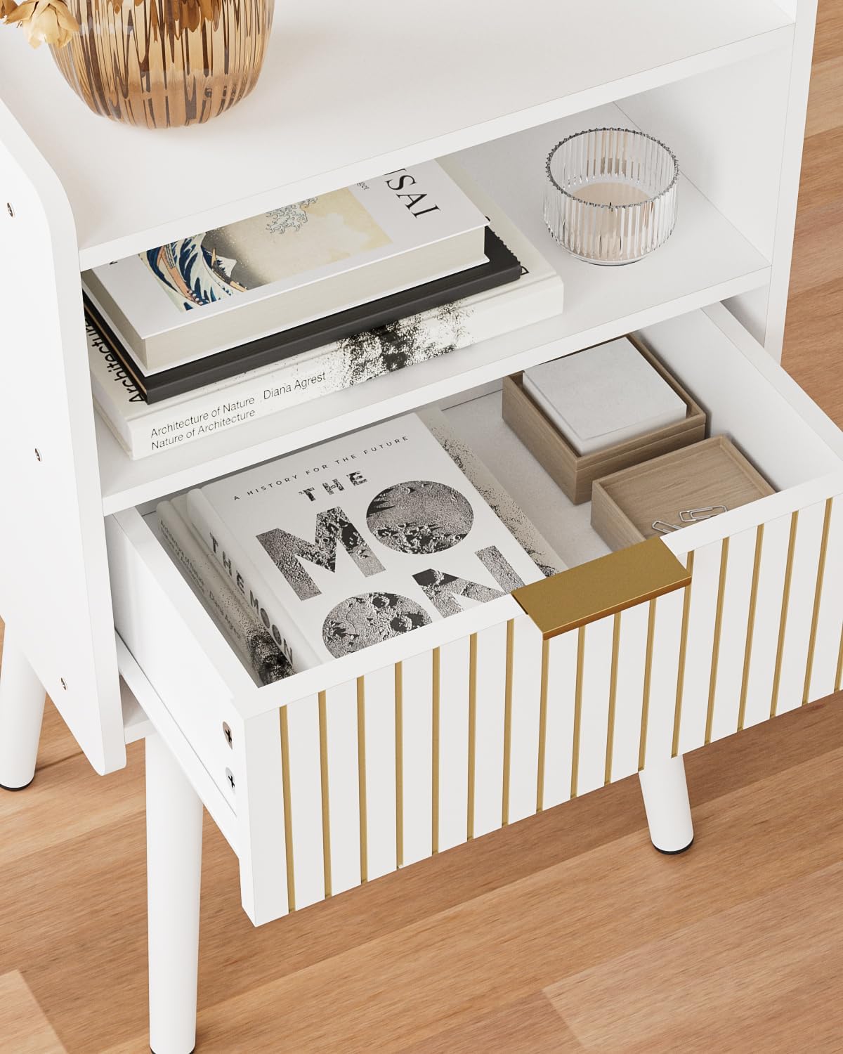 Night Stand, Modern Side Table, Small Nightstand, Wood Bedside Table with Storage Drawer End Table for Bedroom,Living Room,Office,White