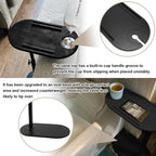 Adjustable TV Tray Table Side Table Tray for Small Spaces, Sofa Arms Bamboo Height Adjustable Bed or Chair, Living Room, Bedroom TV Tray Table with Phone and Tablet Slots(Black)