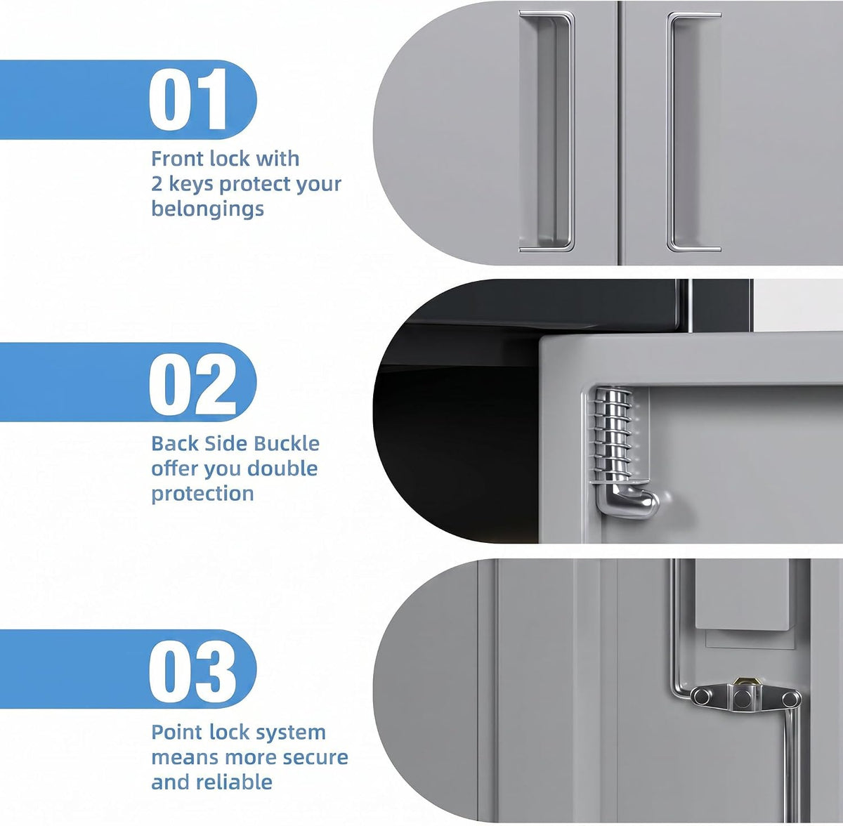 71-Inch Lockable Metal Storage Cabinet, Black and Gray | 15.75"D x 31.50"W x 70.87"H; 4 adjustable shelves; 120 lb per shelf; lock with 2 keys; assembly required.