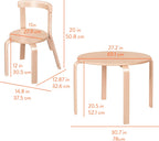 Back2School Express Bentwood Kids Table & Chairs Set, 5-Piece, Natural | Durable birch, GREENGUARD Gold Certified, 3-6 years, 74 lb seat capacity, flexible seating for crafts & play, classroom/home