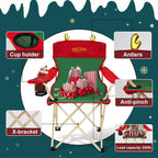 YOUNG WOOD Portable Camping Chair Beach Chair Outdoor Foldable Chair, Included Mesh Cup Holder & Safety Lock to Avoid Pinch Hand, Suitable for Christmas, Camp, Party, with Carrying Bag, Ages 2 to 7