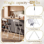 Xuhal 2 Pack Folding Bar Stools with Back 23.6'' Tall Foldable Stool Seat Padded Portable High Folding Bar Chair Counter Height Foldable Stools Leather Padded for Kitchen Shop Cafe Dining Room