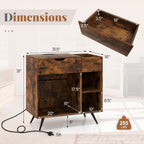 Giantex Large Record Player Stand with Charging Station, Mid Century Turntable Stand Holds Up to 300 Albums, Record Player Table w/Drawer & Display Shelf, Vinyl Record Storage for Living Room, Brown