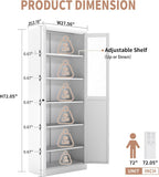 DSHADE 72" Tall Metal Kitchen Pantry Cabinet with Adjustable Shelves & Doors, Heavy-Duty Freestanding Storage Organizer, Tool-Free Assembly for Living Room, Bathroom, White