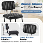 DUMOS Dining Chairs Set of 6, Upholstered Mid-Century PU Leather Accent Chair with Backrest and Metal Legs for Kitchen, Dining Room, Living Room, Black