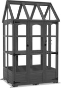 MCombo Wooden Greenhouse, Outdoor Greenhouse with Adjustable Roof Vent and 6 Lockable Door for Backyard/Outdoor Use, (48 x 38.8 x 83.9 Inches) 0851 (Dark Grey)