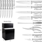 15-Piece Ultra Sharp Kitchen Knife Set with Wooden Block