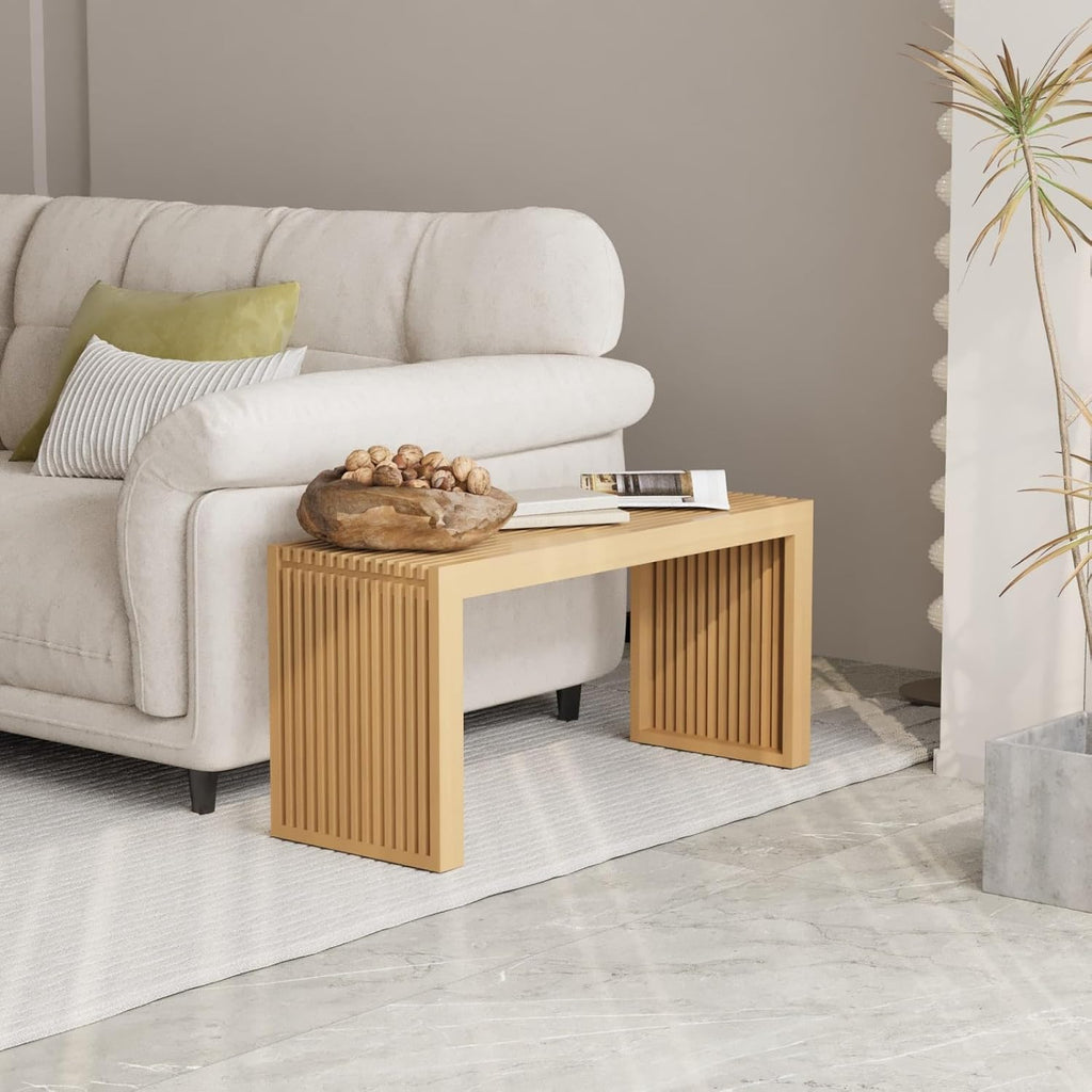 Bamboo Dining Bench, 35 inch Farmhouse Decor Indoor Kitchen Table Bench, Entryway Shoe Rack Bench, Outdoor Bench, Solid Bamboo Benches for Living Room, Hallway, Bedroom