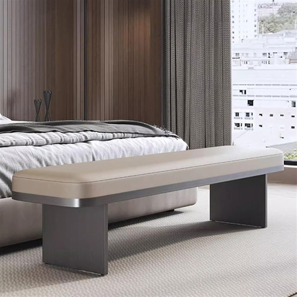 Modern Stainless Steel Footstool Household Sofa Bedside Stool Dining Chair High-Grade Shoeshine Bench Long Entryway(120 * 40 * 40cm)