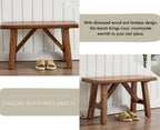 chairus Farmhouse Solid Wood Bench, 30" Entryway Bench Seat Rustic Narrow Dining Room Bench for Kitchen/Living Room/Bedroom/Entrance/Small Apartment, Walnut