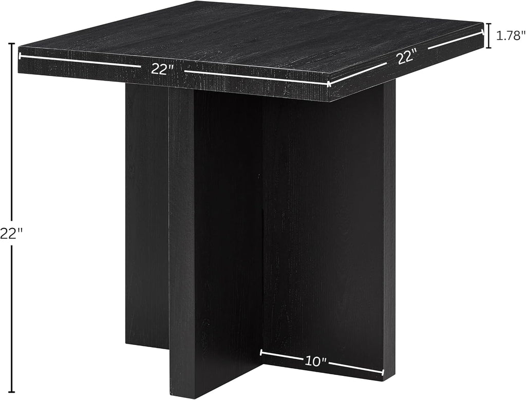 Roundhill Furniture Mchome Square End Table, Nightstand, Black Finish