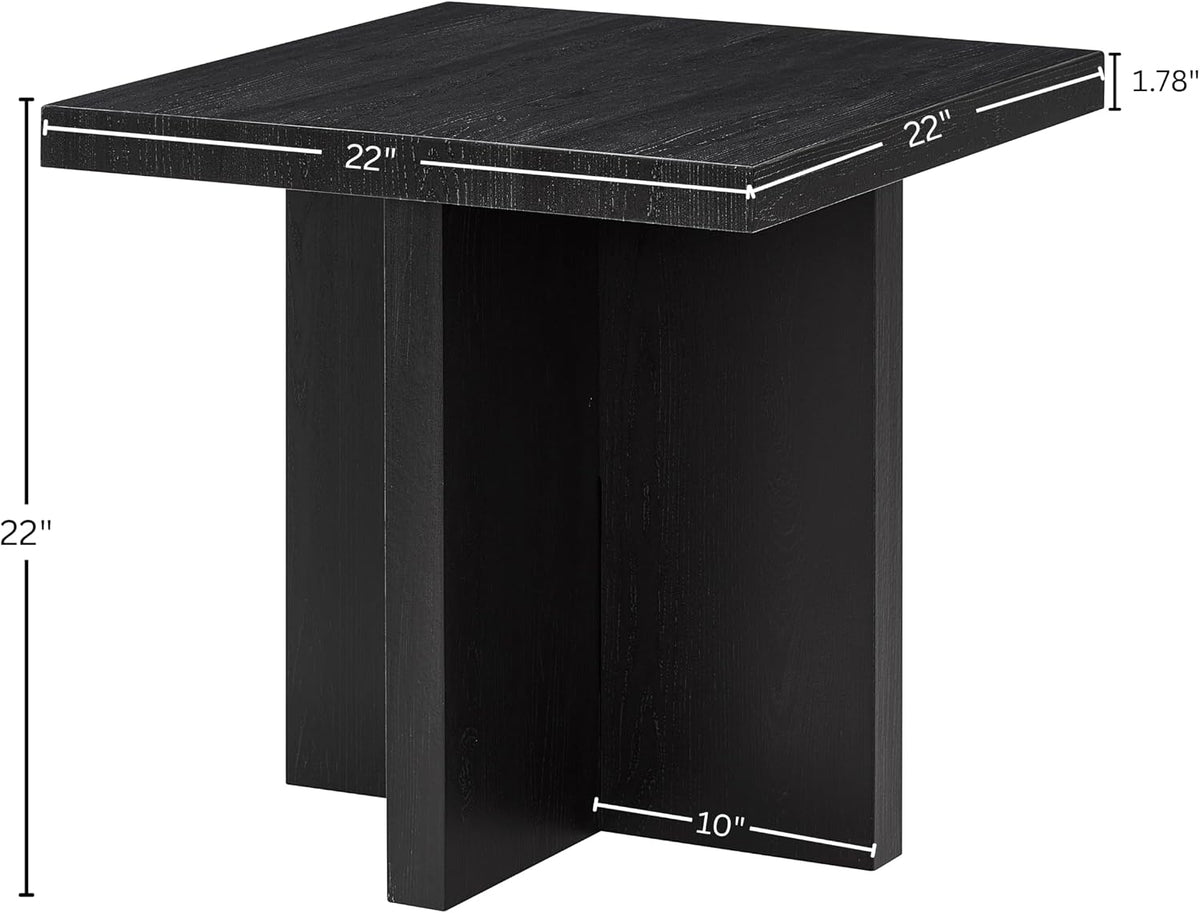 Roundhill Furniture Mchome Square End Table, Nightstand, Black Finish