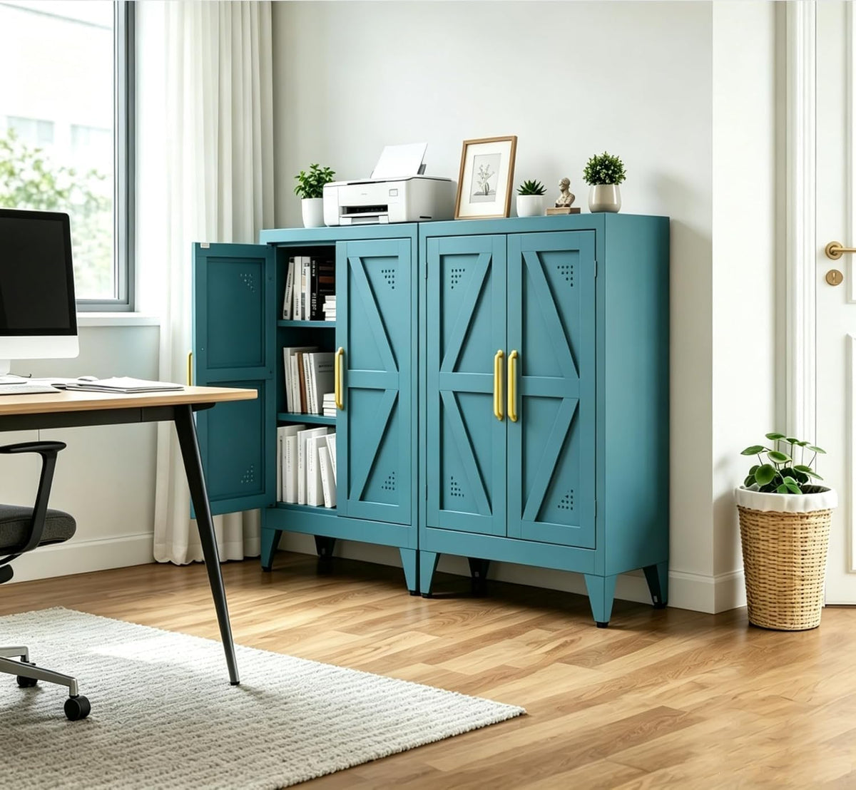 Short Pantry Cabinet with 2 Doors and Adjustable Shelves | Small Kitchen Storage Cabinet with Leveling Feet and Anti-Tip, Kitchen Pantry & Sideboard Cabinet for Entryway, Living Room