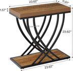 Tribesigns Side Table, 2-Tier Narrow End Table for Living Room, Industrial Nightstand with Metal Frame, Small Bedside Tables for Bedroom, Sofa Couch, Small Spaces, Rustic Brown