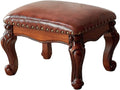 LKZ Foot Stool Microfiber Leather Ottoman Wooden Shoe Stool Small Sofa Stool Footrest Stool for Living Room Bedroom (Red-Brown)