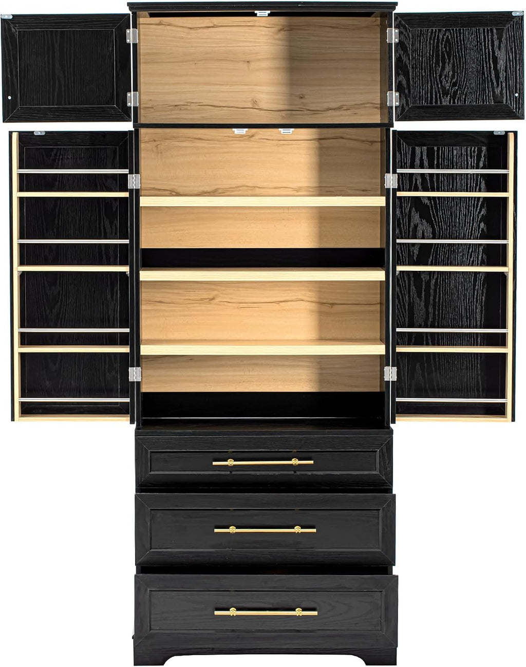 JIJIWANG Kitchen Pantry Storage Cabinet with Doors & Adjustable Shelves,Farmhouse Kitchen Pantry Cabinet with Drawer & Storage,for Kitchen, Dining & Bathroom,Black