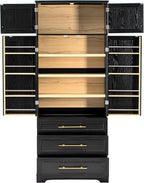 JIJIWANG Kitchen Pantry Storage Cabinet with Doors & Adjustable Shelves,Farmhouse Kitchen Pantry Cabinet with Drawer & Storage,for Kitchen, Dining & Bathroom,Black