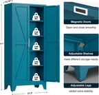 LCAOPC 71" Tall Metal Storage Cabinet with 2 Doors and 4 Adjustable Shelves, 5-Tier Kitchen Pantry Storage Cabinet for Kitchen, Living Room, Dining Room and Office, Blue