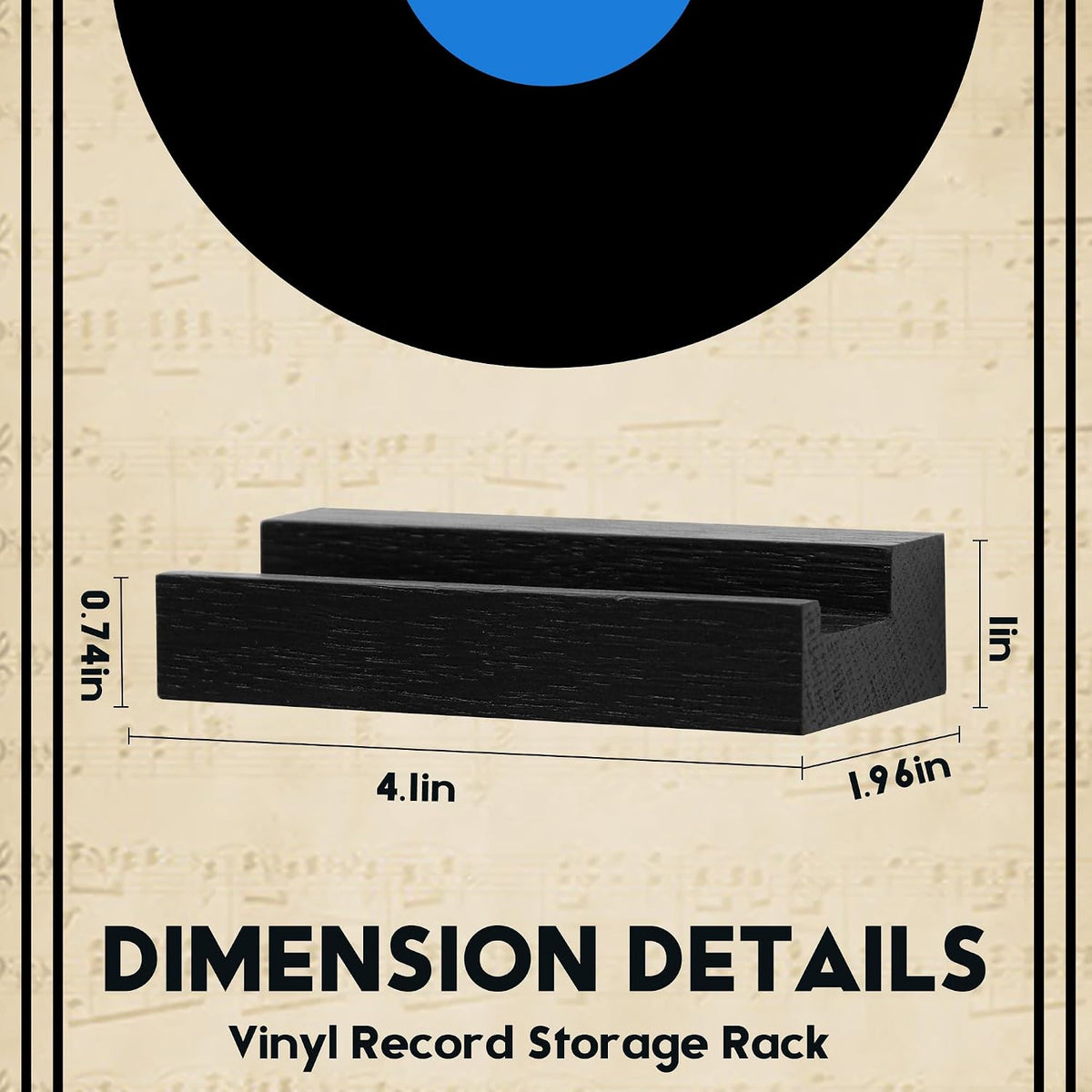 Wood Vinyl Record Shelf Wall Mount, Small Wall Record Holder Display Shelf, Vinyl Record Shelves Record Album Display Holder for LP, CD, Book Art Storage Vintage Home Decor (12, Black)