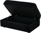 Modern Corduroy Sofa Storage Ottoman, Upholstered Memory Foam Footrest (Black Footrest)
