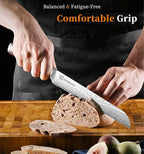 KEEMAKE Serrated Bread Knife 8-inch Ultra Sharp High Carbon Stainless Steel Bread Slicer Knife for Homemade Breads Sourdough Bagels Cakes and Soft Produce - Ergonomic Pakkawood Handle, w/Sheath