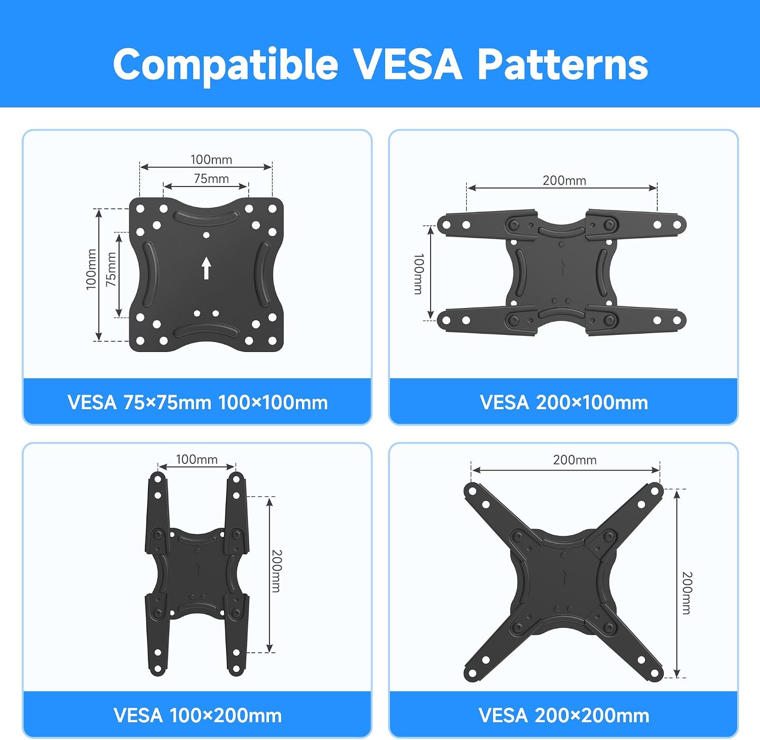 Suptek Lockable RV TV Mount for 13-43 Inch TVs | Full Motion Locking Wall Mount for Camper, Trailer, Motorhome, Boat, Truck, Indoor and Outdoor, VESA 200mm, Supports 44lbs, Model MA1342