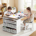 IDEALHOUSE 4-in-1 Kids Art & Study Table Chair Set, Multifunctional Toddler Wooden Activity Desk with Storage Bins, Paper Roll & Organizer for Crafts, Drawing, Learning and Play | Multifunctional Toddler Wooden Activity Desk with Storage Bins, Paper Roll