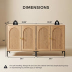 IFBUY Modern Sideboard Buffet Cabinet, 61.75" W Fluted Arched Buffet Cabinet with Storage and Adjustable Shelves, Wooden Modular Coffee Bar Cabinets for Kitchen, Entryway, Natural