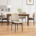 YaFiti Dining Chairs Set of 4, Dining Room and Kitchen Chairs, Mid Century Modern Accent Chair, Upholstered PU Leather Chairs for Vanity with Walnut Bentwood and Metal Legs, Greige