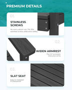 SERWALL 7-Piece Patio Dining Table Sets, Outdoor HDPE Dining Furniture Set with Umbrella Hole Cut-Out Table and 6 Chairs, Black
