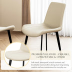Modern Dining Chairs Set of 4, PU Leather Upholstered Dinner Chairs with Sturdy Metal Legs and Comfort Backrest, Armless Accent Side Chairs for Home Kitchen, Living Room (Light Beige)
