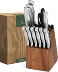 WALDWERK Knife Set - 11pcs Kitchen Knife Set with Block and Integrated Sharpener - Kitchen Knife Set - Knife Block Set - Kitchen Knifes - Knives Set for Kitchen