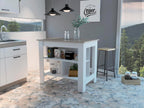 Three Shelf Kitchen Island with Four Legs - Light Gray/White | Three-tiered design with four legs for stable support