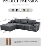 Lifelink 108" Couch L-Shaped - Modular Sectional Couches for Living Room Cloud Sofa with Deep Seat High Back Oversized Left Facing Chaise No Assembly Required