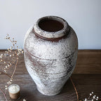Antique Brown Ceramic Flower Vase for Living Room Bedroom 9.06'' Farmhouse Decor for Bouquet Fake Plant Home Decor Office Table Shelf Fireplace Centerpieces Rustic Retro Vintage Classic Modern