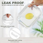 30 Pieces Glass Food Storage Containers Set, Glass Meal Prep Containers Set with Snap Locking Lids, Airtight Glass lunch Containers, Microwave, Oven, Freezer & Dishwasher,White