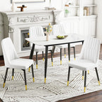 Dining Chairs Set of 4,Modern Dining Room Chairs,Faux Leather Dining Chairs with Thick Cushion and Metal Legs,White Kitchen Chairs for Dining Room Kitchen, White