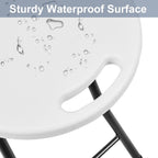 VECELO Folding Stool 18" with Handle, Solid Bottom Support, Iron X-Frame, 500 lbs Capacity, Anti-Slip Feet, Easy Clean, Lightweight Foldable Stool for Camping, Kitchen, Vanity and Outdoor, White