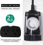 G-Homa 24 Hour Mechanical Outdoor Timer Outlet, Outdoor Timer for Lights, Waterproof, 2 Grounded Outlets, 15A 1/2HP, Heavy Duty, ETL Listed (2 Packs)