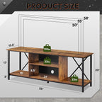 WLIVE Industrial TV Stand for Up to 65 inch TV, Heavy-Duty Metal Frame Entertainment Center with Adjustable Shelves & Cable Management, Media TV Console for Living Room Bedroom, Rustic Brown