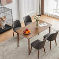 Modern Dining Chairs Set of 4, Upholstered Faux Leather Kitchen Side Chairs with Curved Back, Easy Assembly for Dining Room, Restaurant, Dark Grey PU