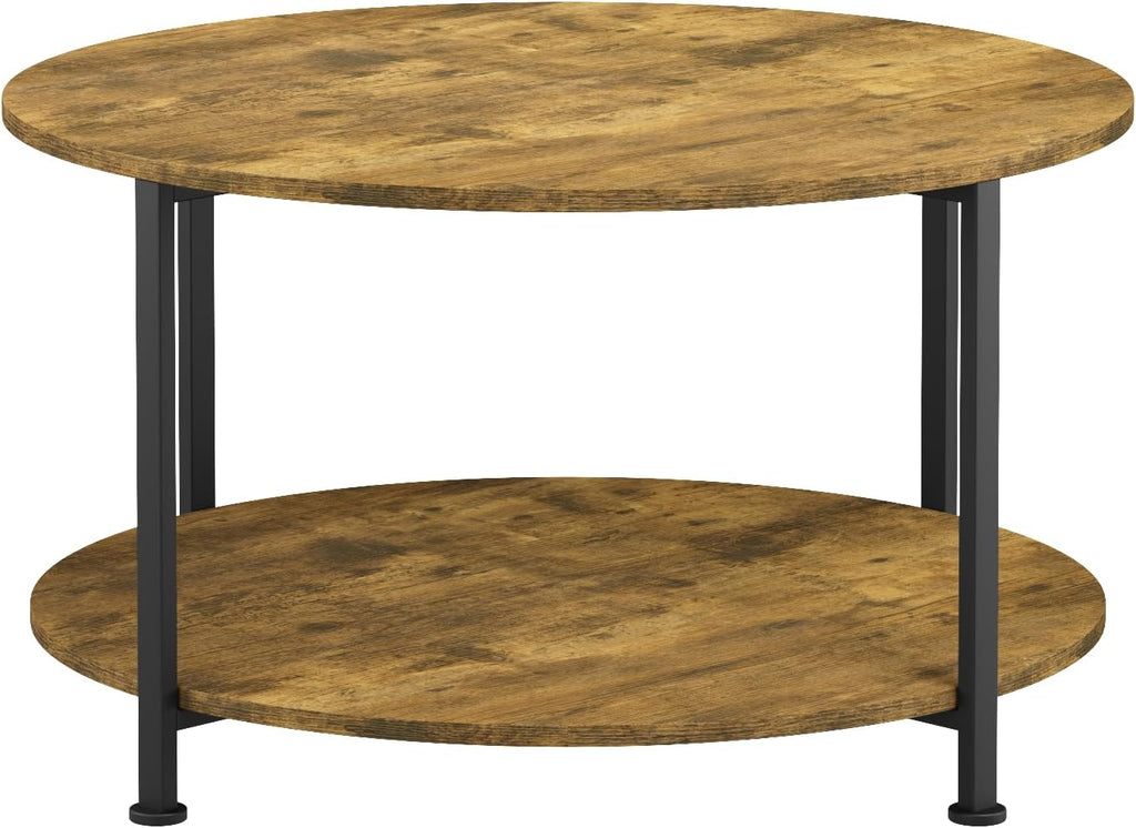 Farmhouse 3-Piece Coffee Table and End Table Set for Living Room | Round Coffee Table Set of 3 with Storage