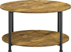 Farmhouse 3-Piece Coffee Table and End Table Set for Living Room | Round Coffee Table Set of 3 with Storage